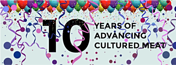 Banner that says '10 years of advancing cultured meat!'