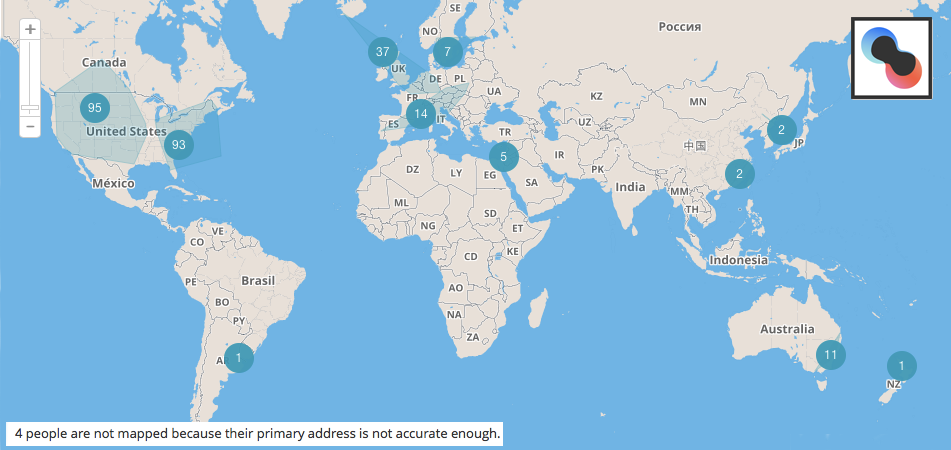 Map highlighting the countries that donated to New Harvest