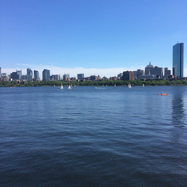 A view of Boston and the Charles River, taken from the MIT Media Lab