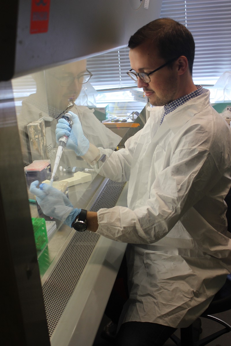 Andrew Stout working in the lab 
