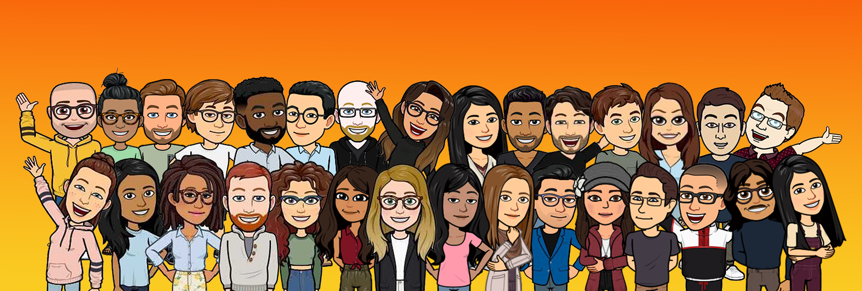 bitmojis of all active New Harvest grantees as of 2021