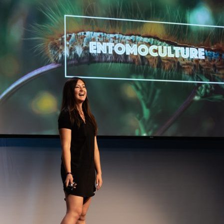 Natalie Rubio presenting entomoculture at New Harvest 2019 conference