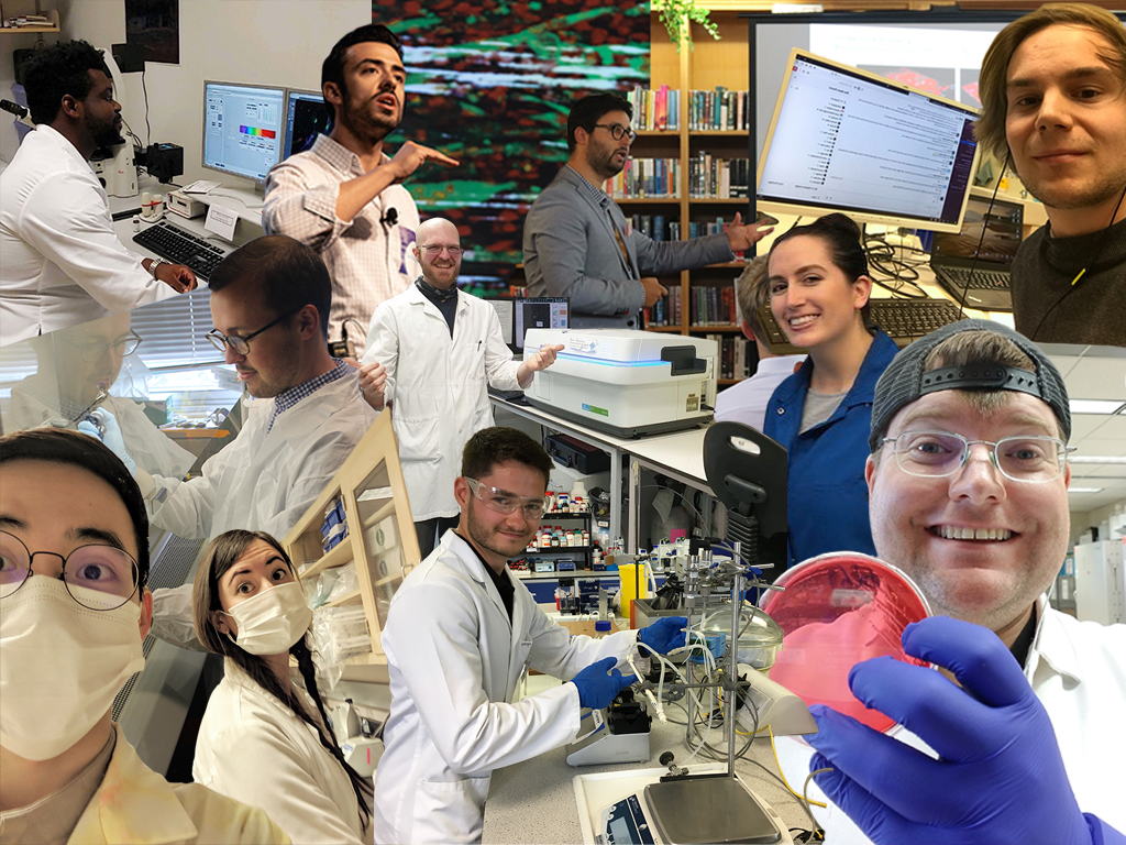 collage of new harvest grantees in the lab