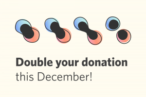cell splitting into two above text that reads "Double your donation this December!"